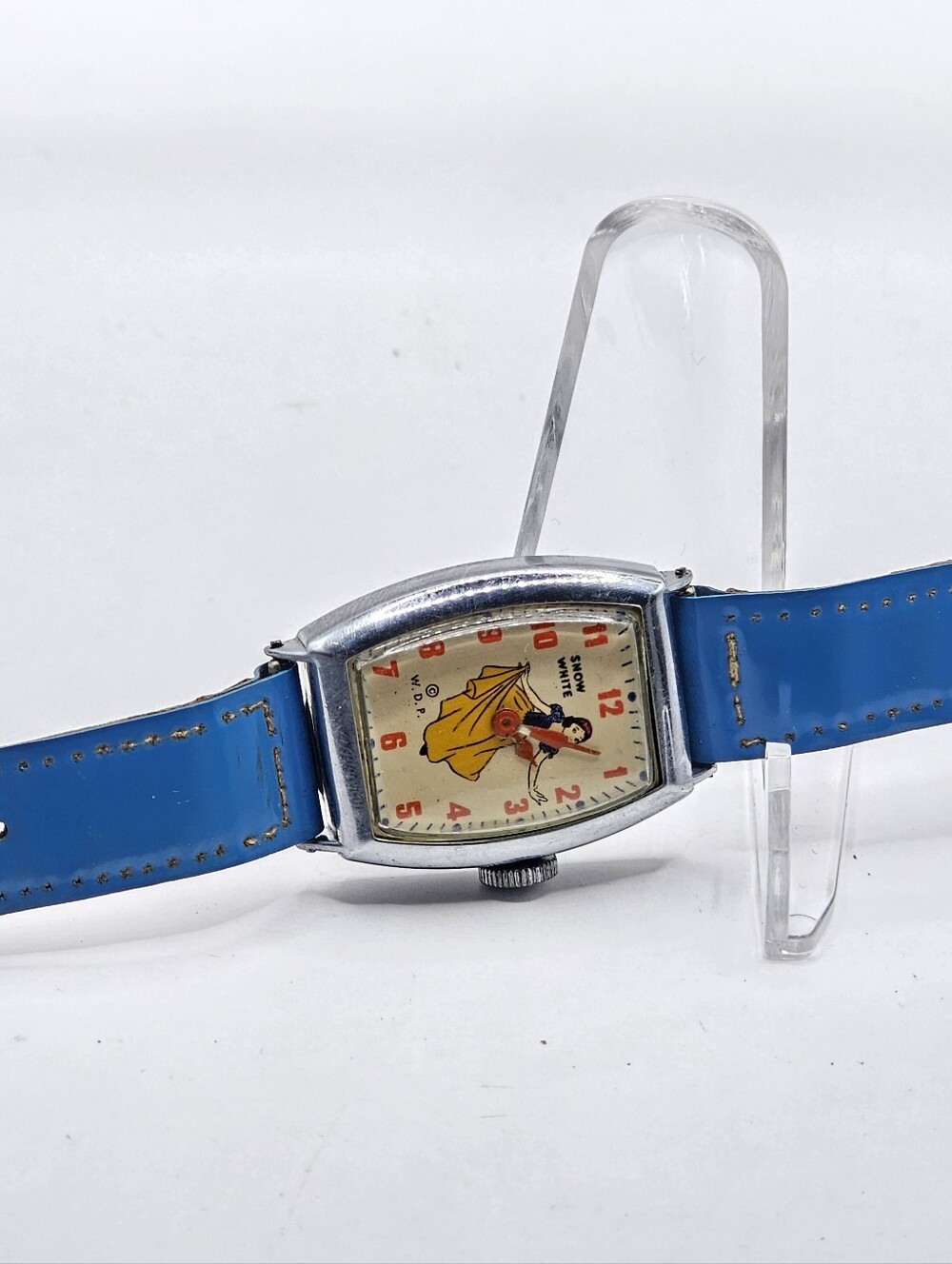 Scarce 1947 Ingersoll Disney Snow White Rectangular Wristwatch Running